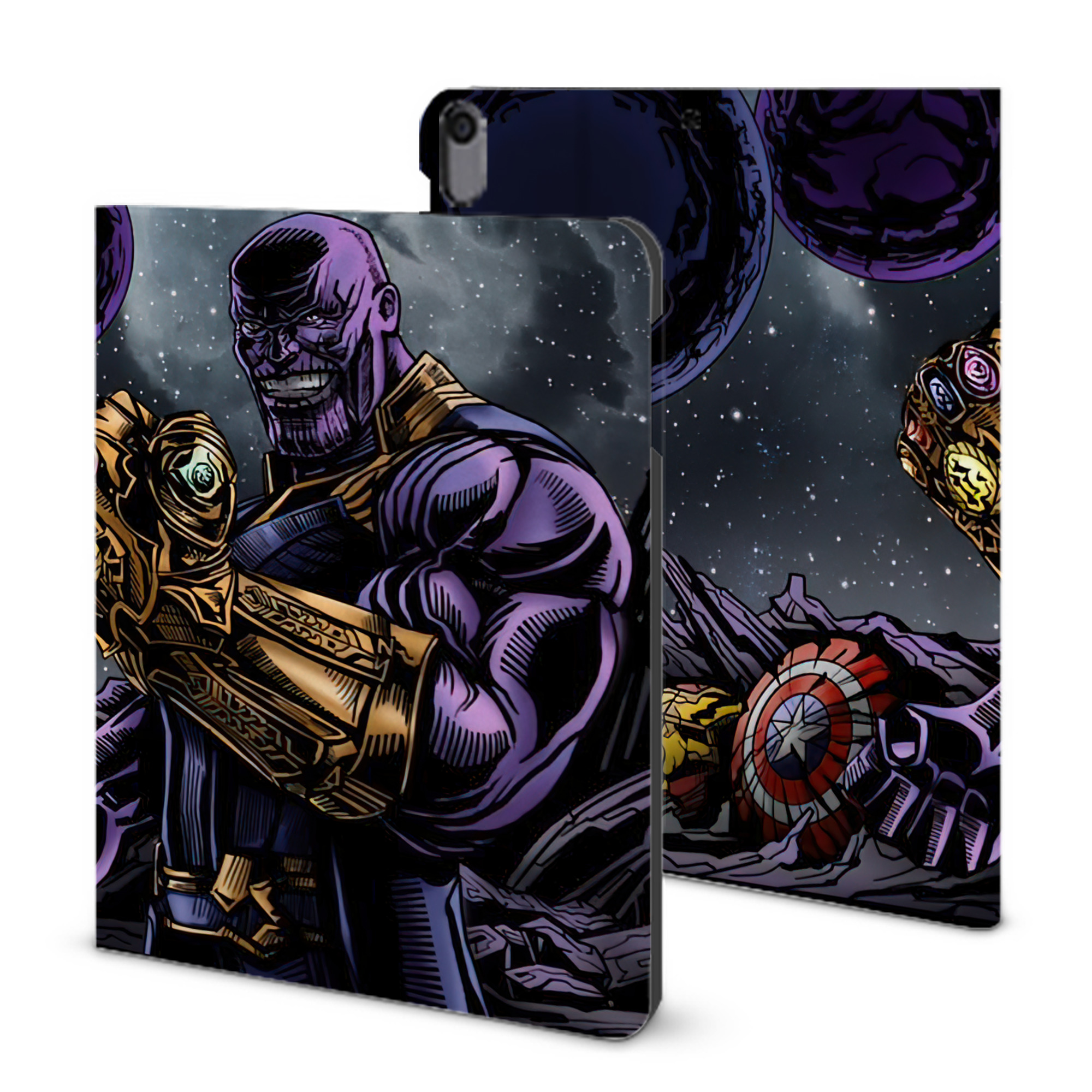 （画像用） アベンジャーズ The Avengers IPad ケース ブック型 PUレザー TPU 耐衝撃 軽量 薄型 ペン収納なし 全面保護 IPad 各モデル対応